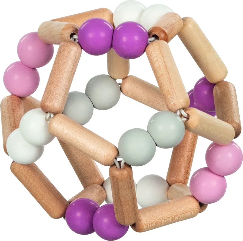 Goki Houten Grijpring Ball Roze/Wit