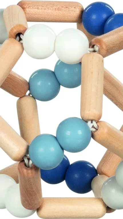 Goki Houten Grijpring Ball Blauw/Wit