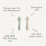 Mushie - First Feeding Baby Spoons - Cambridge Blue/Sand - Afbeelding 3