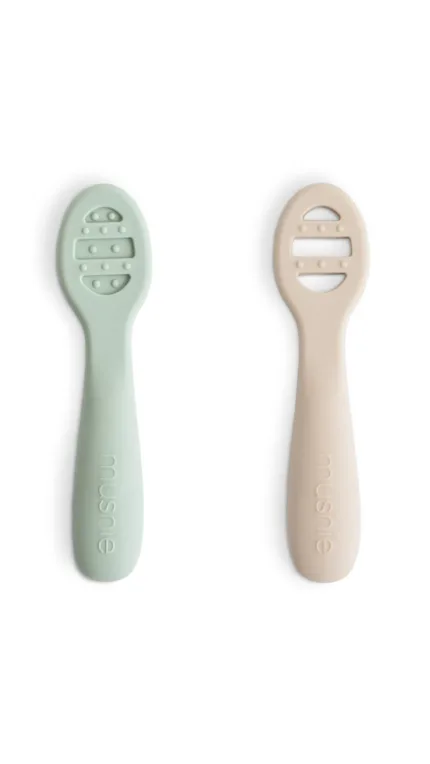 Mushie - First Feeding Baby Spoons - Cambridge Blue/Sand