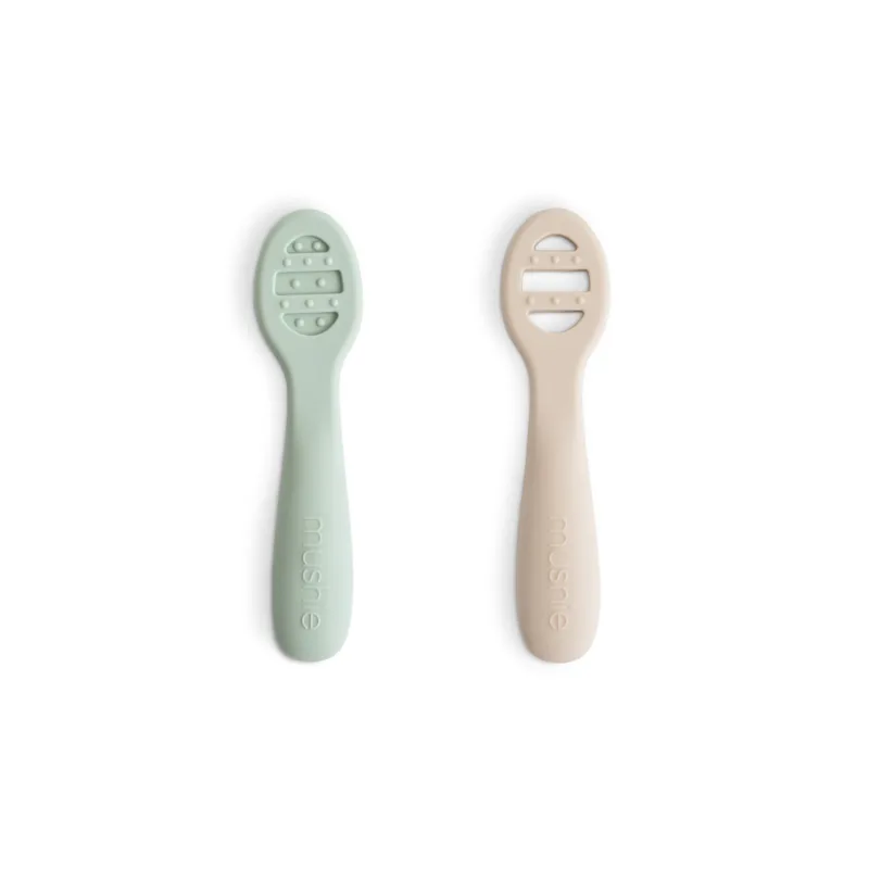 Mushie - First Feeding Baby Spoons - Cambridge Blue/Sand