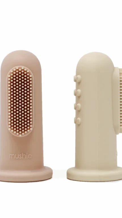 Mushie - Finger Toothbrush - Sand/Blush