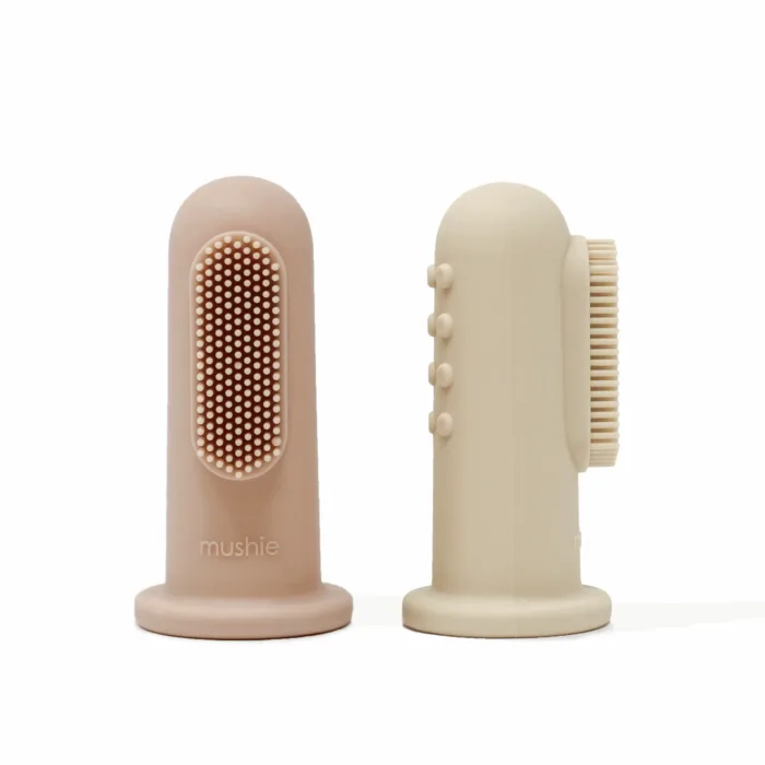 Mushie - Finger Toothbrush - Sand/Blush