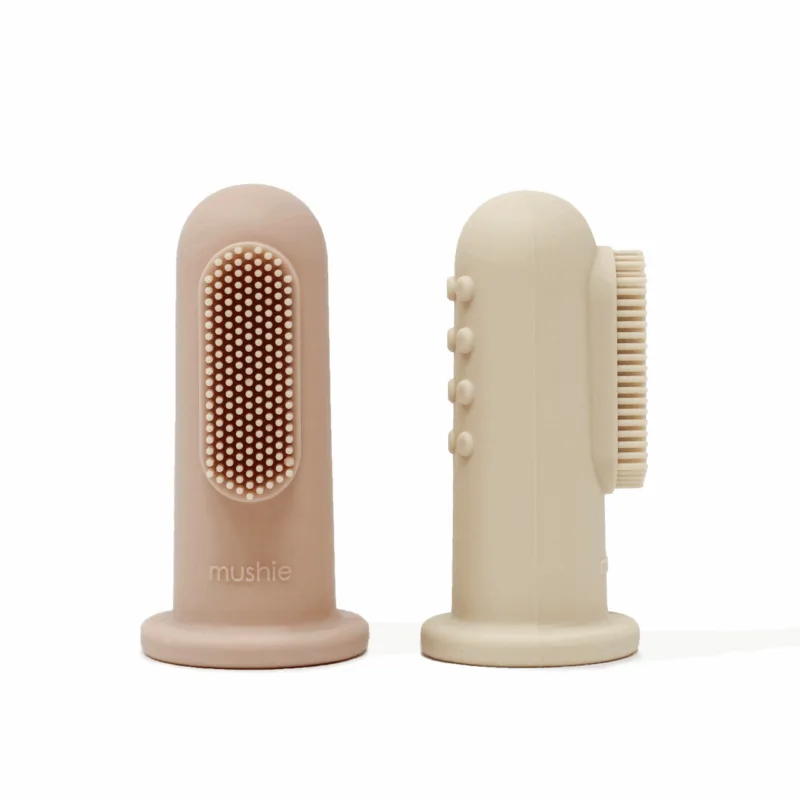 Mushie - Finger Toothbrush - Sand/Blush