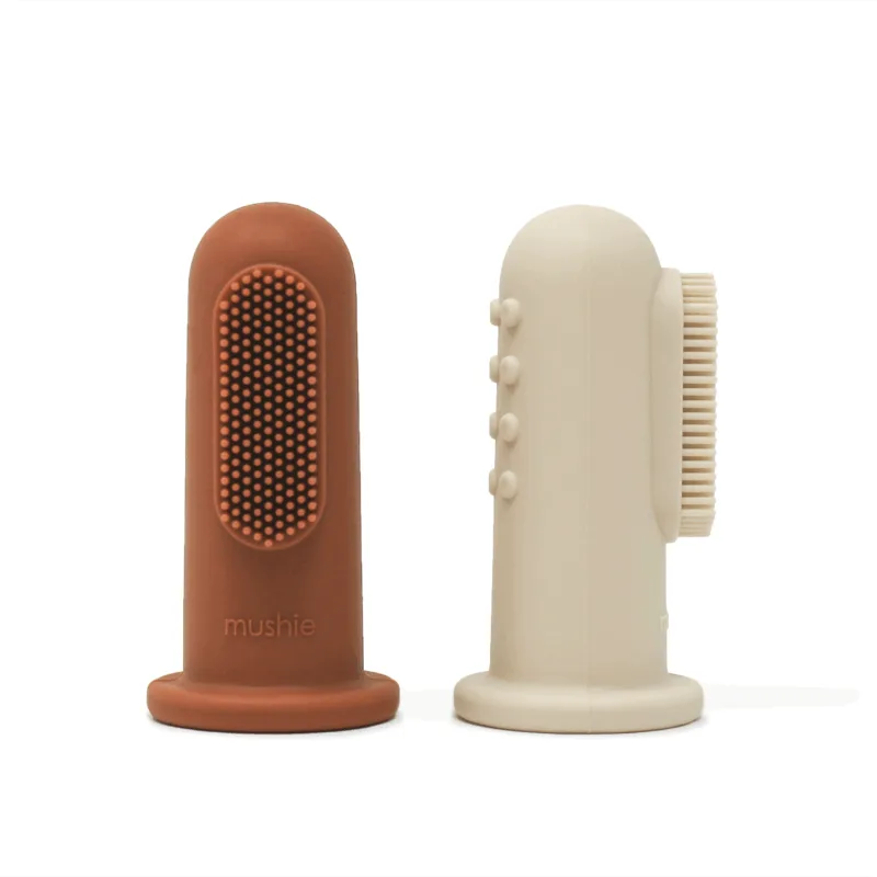 Mushie - Finger Toothbrush - Sand/Clay