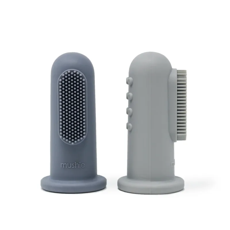 Mushie - Finger Toothbrush - Tradewinds/Stone