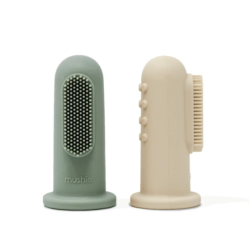 Mushie - Finger Toothbrush - C.Blue/Sand