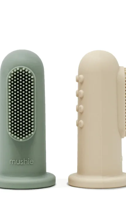 Mushie - Finger Toothbrush - C.Blue/Sand
