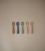 Mushie - First Feeding Baby Spoons - Cambridge Blue/Sand - Afbeelding 5