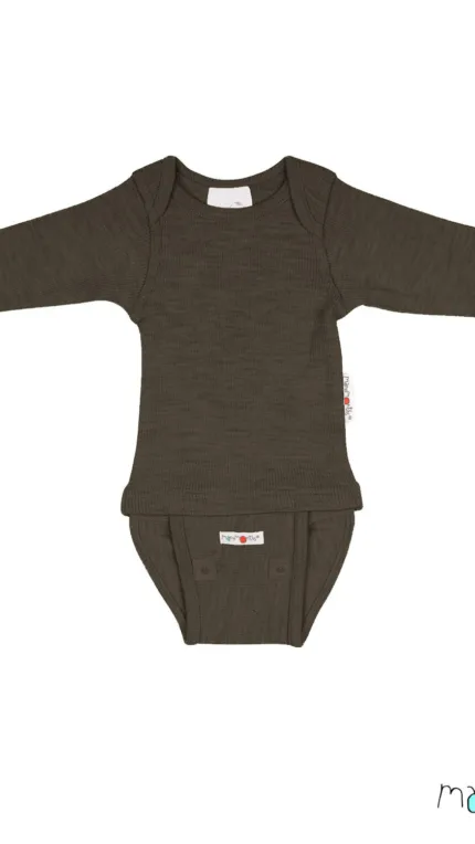 ManyMonths® Natural Woollies BodyShirt Long Sleeve_Hippopotamus