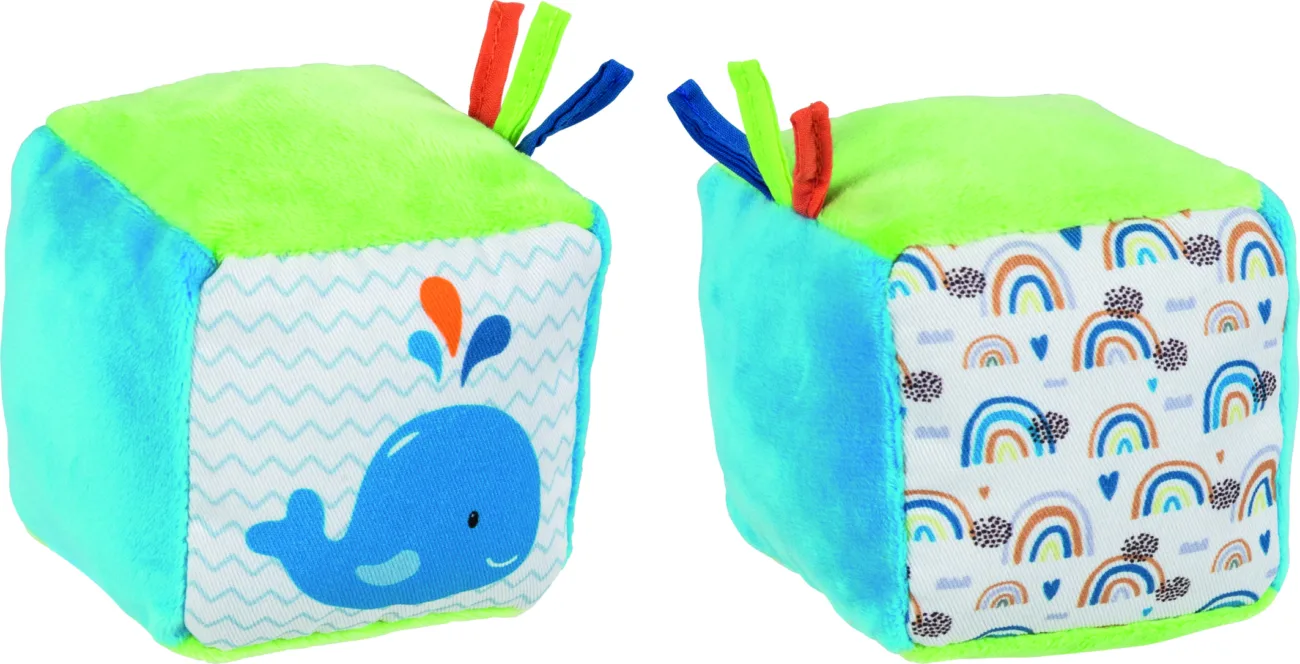 65303, Goki Zachte Kubus met Knisperfolie en Bel, Walvis