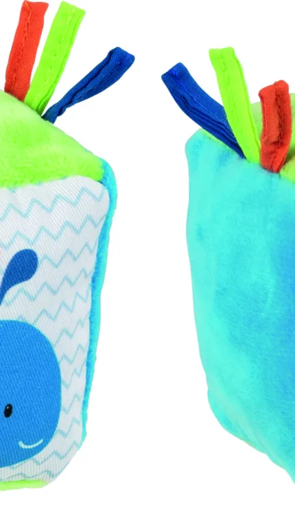 65303, Goki Zachte Kubus met Knisperfolie en Bel, Walvis