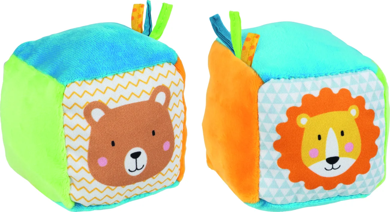 65304, Goki Zachte Kubus met Knisperfolie en Bel, Wilde Dieren